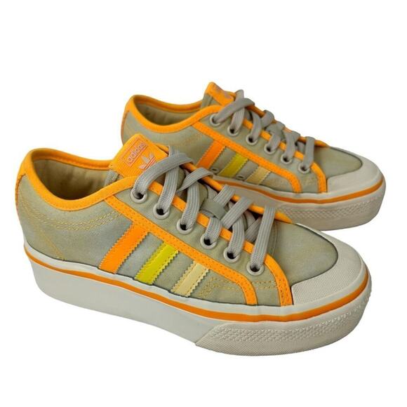 Adidas Nizza Platform Parley Women Shoe Yellow Tint Orange Sneaker Trainer SZ 5 - Picture 14 of 16